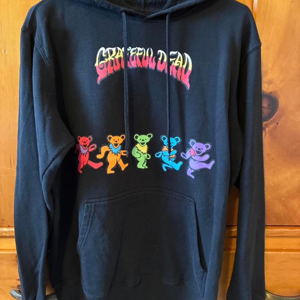 Grateful Dead Hoodie Sweatshirt Mens Medium Black Dancing Bears Pullover 2022